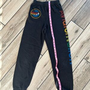 Aviator Nation Black unisex  Sweatpants with Rainbow Logo size 12 charcoal